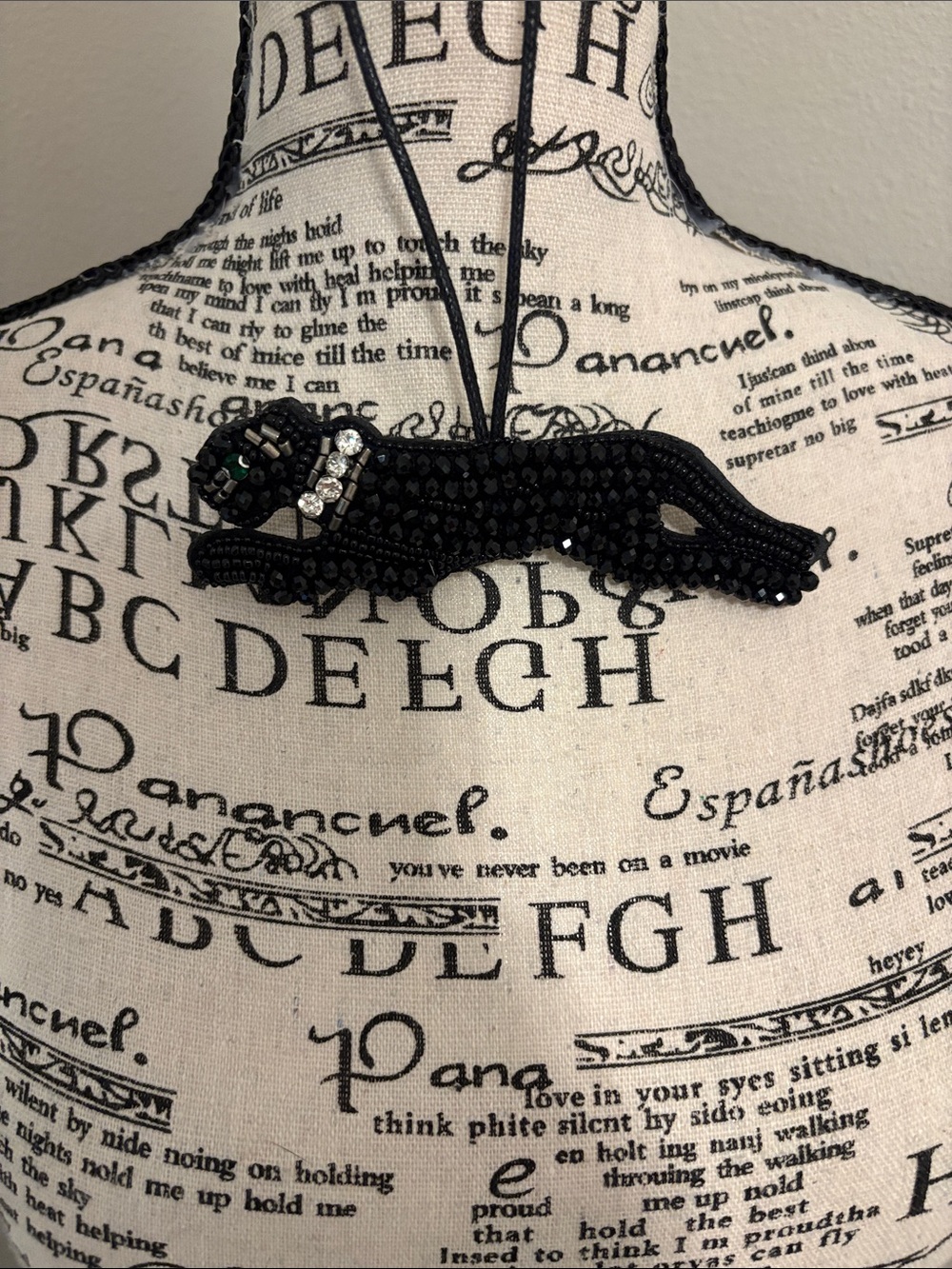 Black Beaded Panther Bag Charm
